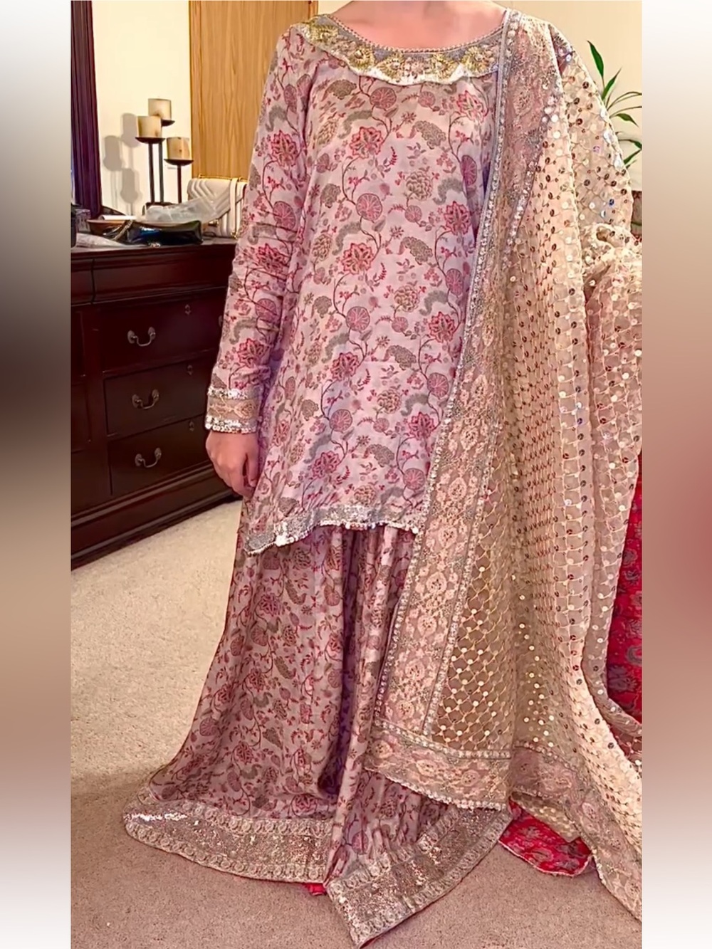 Pakistani Raw Silk Sharara Dress